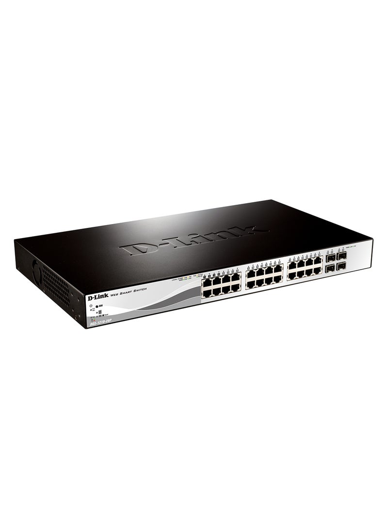 D-Link DGS-1210-28P 28-Port Gigabit Smart Managed PoE Switch, 24*10/100/1000BASE-T PoE ports, 4*Gigabit RJ45/SFP Combo ports, Extensive Management and Layer 2 Features, L2+ Static Routing | DGS-1210-28P Black  - Image 4