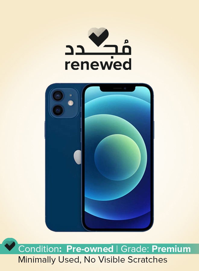 ابل  مُجدد- هاتف آيفون 12 مع فيس تايم بذاكرة ذاخلية 64 جيجابايت يدعم تقنية 5G بلون أزرق - نسخة الشرق الأوسط - Image 1