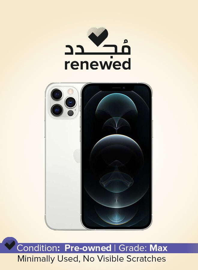 ابل  مُجدد - هاتف آيفون 12 برو بذاكرة روم 128 جيجابايت مع تطبيق فيس تايم وتقنية 5G، مواصفات عالمية، فضي - Image 1