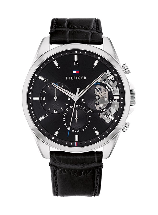 تومي هيلفيغر ساعة يد بعقارب وسوار من الجلد طراز 1710449 للرجال - Image 1