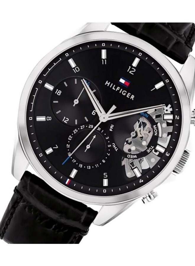 تومي هيلفيغر ساعة يد بعقارب وسوار من الجلد طراز 1710449 للرجال - Image 4