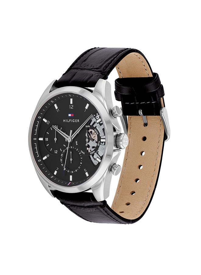 تومي هيلفيغر ساعة يد بعقارب وسوار من الجلد طراز 1710449 للرجال - Image 3