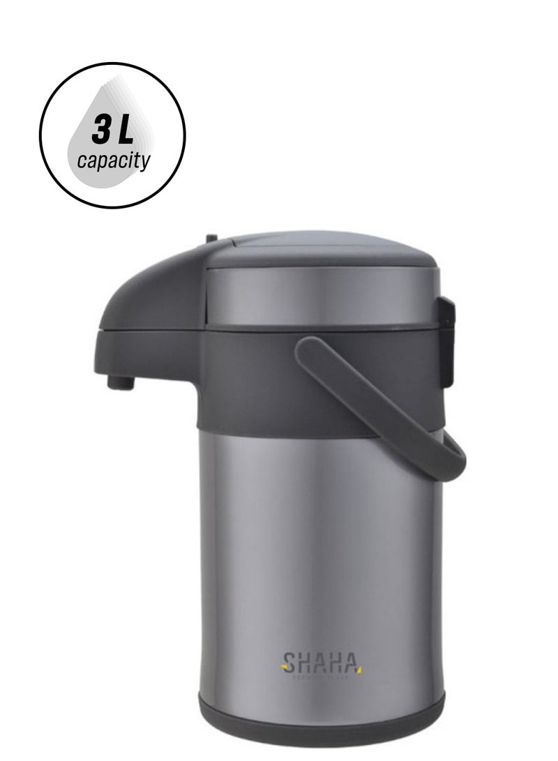 شاها ترمس للقهوة والشاي رمادي/أسود