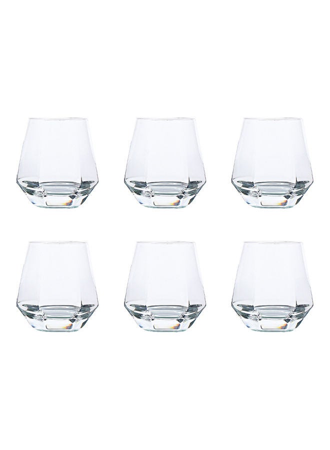 Shuer 6-Piece Hexagonal Low Glass Water Cup Clear 9.3cm - Image 1