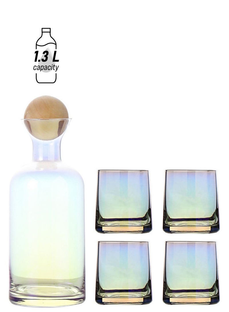 Shuer Pack Of 5 Electroplated Glass Water Bottle Set Clear - Image 1