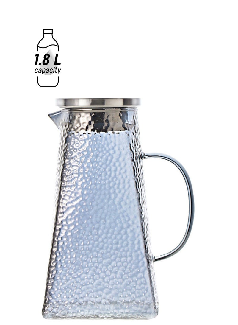 Shuer Hammer Texture Glass Water Bottle With Handle Grey  - Image 1