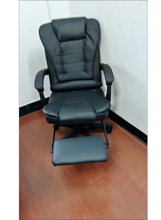 Leather Adjustable Ergonomic Headrest Armrest And Lumbar Support High Back Office Chair Black/Silver 122 x 60 x 50cm