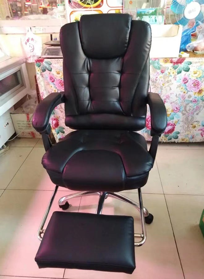 Leather Adjustable Ergonomic Headrest Armrest And Lumbar Support High Back Office Chair Black/Silver 122 x 60 x 50cm