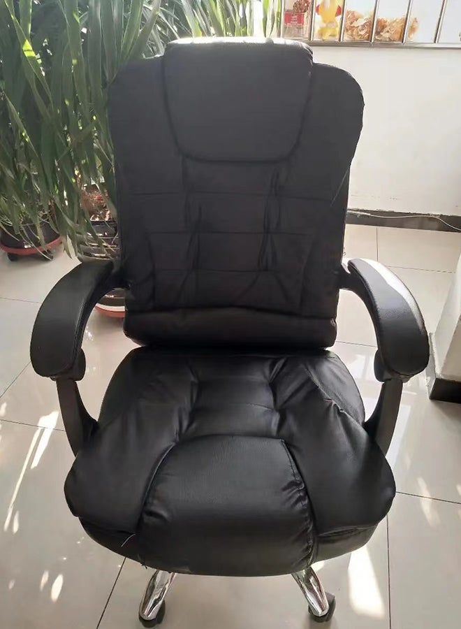 Leather Adjustable Ergonomic Headrest Armrest And Lumbar Support High Back Office Chair Black/Silver 122 x 60 x 50cm