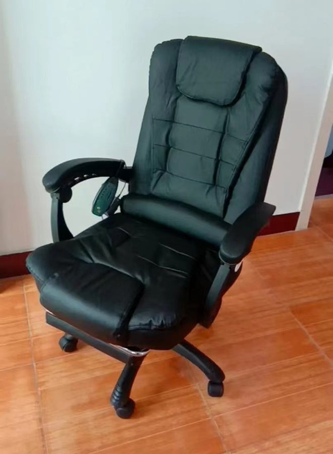 Leather Adjustable Ergonomic Headrest Armrest And Lumbar Support High Back Office Chair Black/Silver 122 x 60 x 50cm
