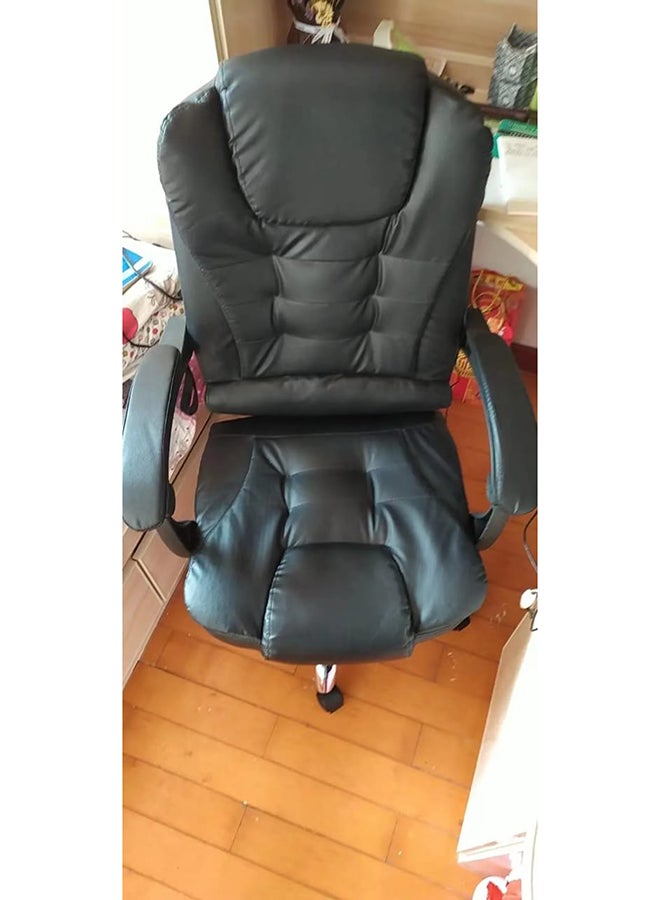 Leather Adjustable Ergonomic Headrest Armrest And Lumbar Support High Back Office Chair Black/Silver 122 x 60 x 50cm