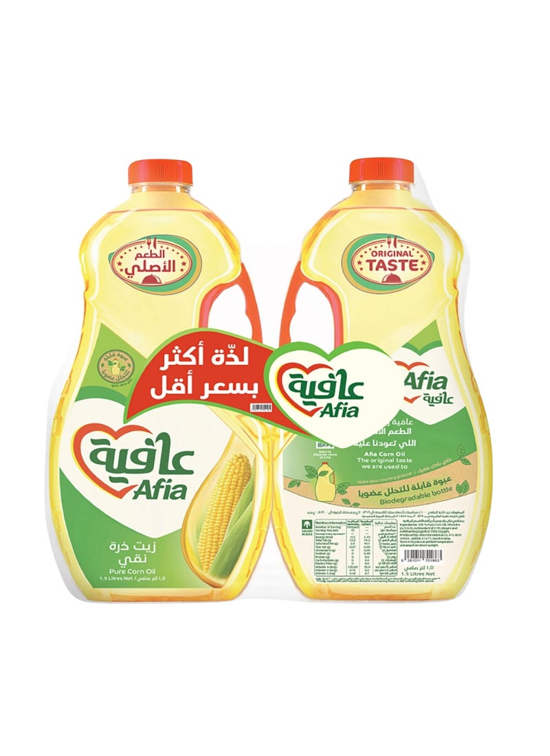 عافية زيت ذرة 1.5لترات عبوة من قطعتين