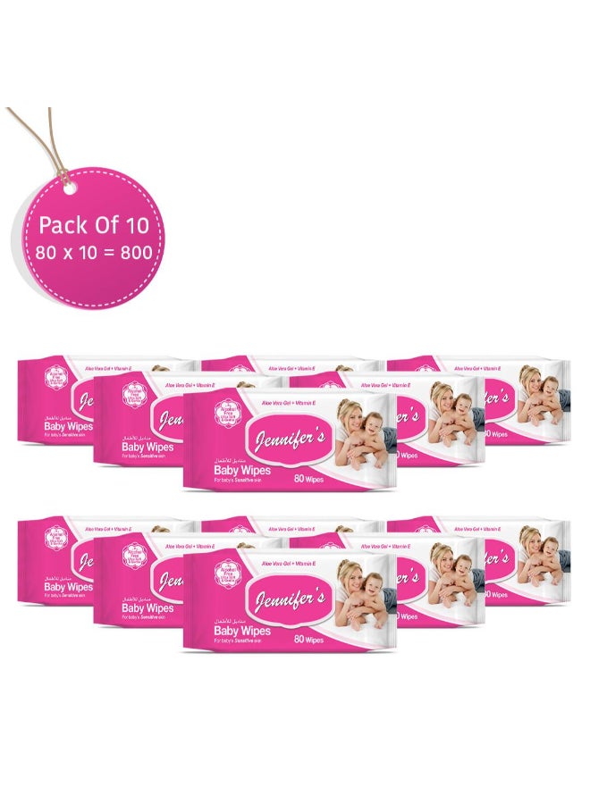 Jennifer's Alcohol-Free Baby Wipes Pack Of 10, 800 Wipes  - Image 1
