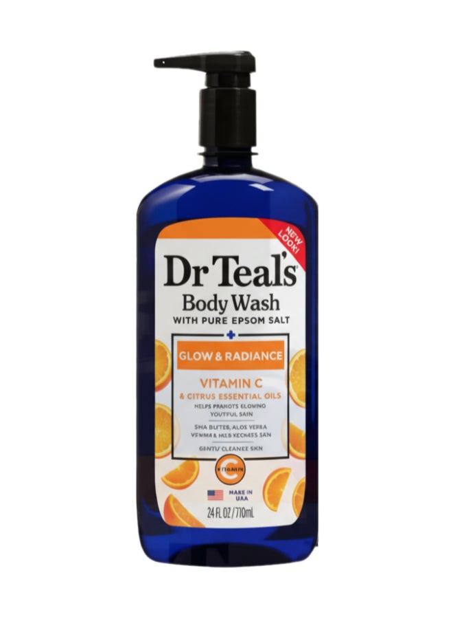Dr Teal's Epsom Salt Body Wash with Vitamin C & Citrus Oils for Glow & Radiance - Hydrates & Conditions Youthful Skin 710ml - Image 1