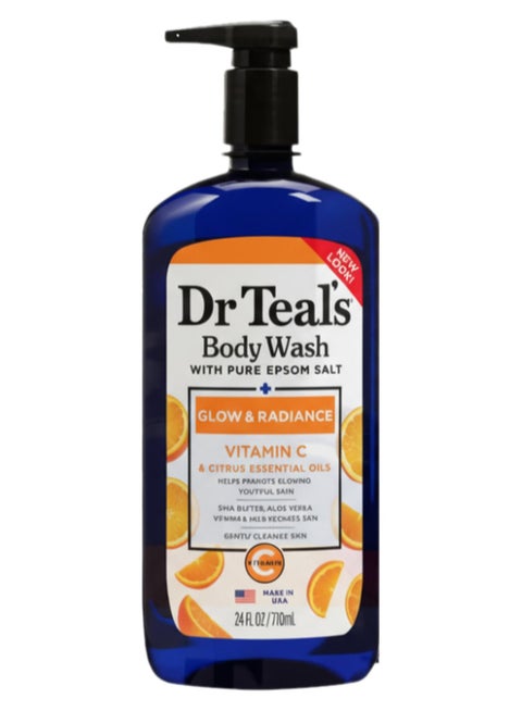Epsom Salt Body Wash with Vitamin C & Citrus Oils for Glow & Radiance - Hydrates & Conditions Youthful Skin 710ml