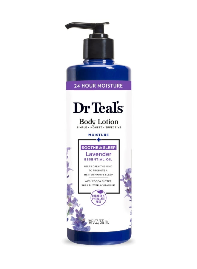 Dr Teal's Soothing Lavender Body Lotion for Moisture - Hydrates & Relieves Dry Skin, Calms the Mind for a Better Night's Sleep 532ml - Image 1