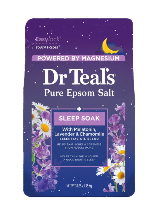 Dr Teal's Melatonin Epsom Salt Sleep Soak - Calms the Mind & Eases Muscle Aches for a Better Night's Sleep with Lavender & Chamomile 1.36kg - Image 1