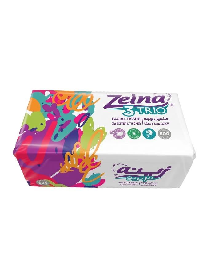 Facial Tissues 3Trio 3Ply 3xSofter & Thicker - 500 Sheet