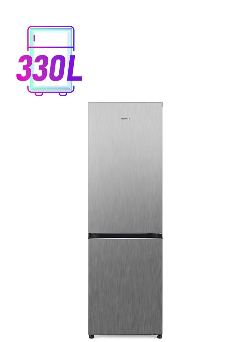 HITACHI - 410L Gross And 366L Net Capacity Bottom Mount Double Door Refrigerator, 2 Doors Fridge, Dual Fan Cooling, Eco Thermo-Sensor, Bottle And Wine Shelf 357.7 W RB410PUK6PSV Silver - Image 1