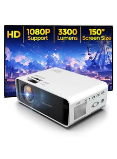 Wownect Mini Projector 3300 Lumens, 1280x720p 1080P Full HD Supported/Screen Size Upto 120 Inch For Small/Big Room Video Home Theater Portable Gaming Projector PROJ-WO-01-W 1.0  - Image 1
