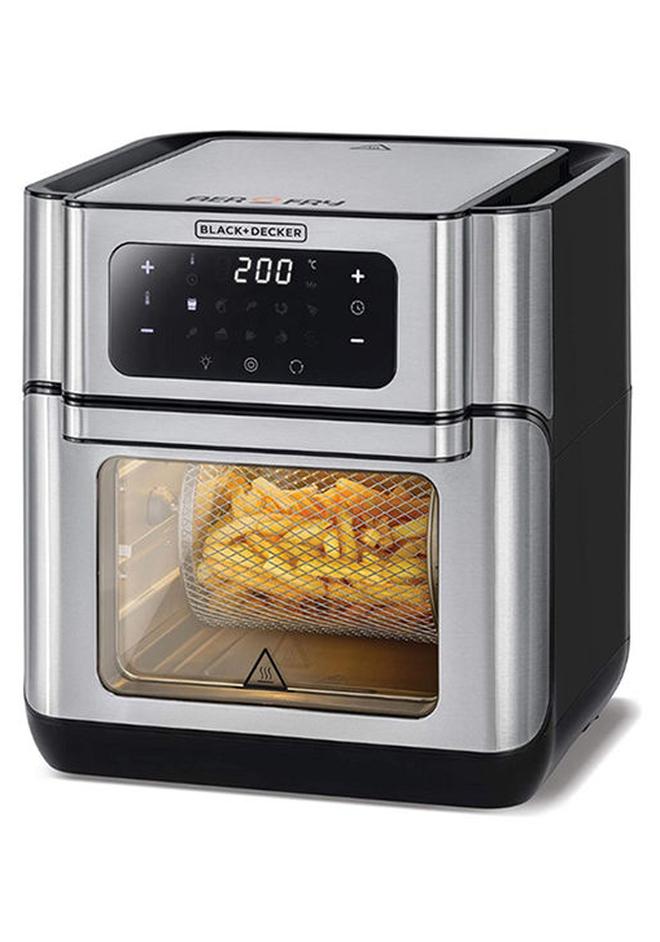 بلاك اند ديكر فرن المقلاة الهوائية مع تقنية التوصيل الهوائي السريع، تحكم رقمي في درجة الحرارة، مؤقت 90 دقيقة، 10 أوضاع مسبقة الضبط، سعة عائلية، طهي بدون زيت، 12 L 1500 W AOF100-B5 فضي - Image 1