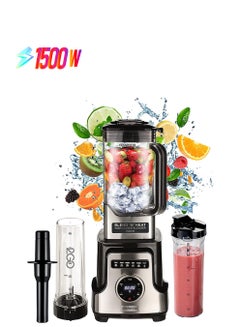 Premium Power Blender Smoothie Maker Blend N Heat  With  Tritan Jar, 2 Smoothie2Go Bottles, Heating Function For Soup, 10 Speed+6 Preset Programs, Ice Crush Function 1500 W BLM92.920SS silver