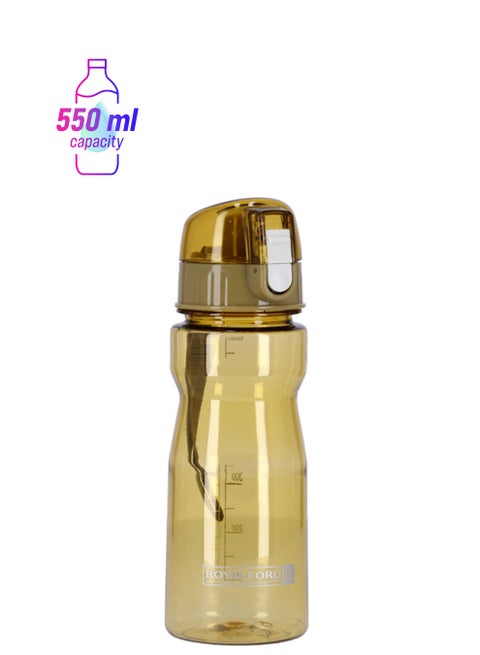 Water Bottle- Reusable Water Bottle | Wide Mouth with Hanging Clip | Button Lock Lid with Transparent Body | Perfect while Travelling Golden 600ml