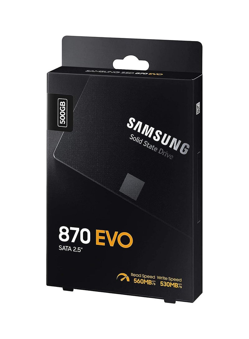 500GB 870 EVO SATA III 2.5" Internal SSD, Up to 560 MB/s Seq Read & 530 MB/s Seq Write Speed, V-NAND Technology, 512MB LPDDR4 Cache, MKX Controller, 1.5M Hrs. MTBF, Black | MZ-77E500BW 500 GB - pnsku/N45047775A/45/_/1695187771/6b2c14d0-fa30-402d-a759-7ebfce732c25