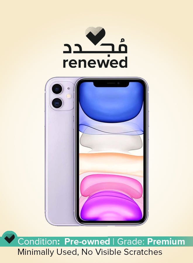 ابل  مُجدد - هاتف آيفون 11 بذاكرة داخلية سعة 64 جيجابايت ويدعم تقنية 4G LTE (إصدار 2020 - عبوة رفيعة) وبلون بنفسجي - النسخة العالمية - Image 1