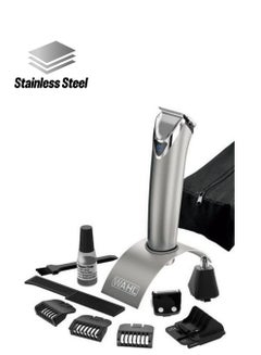 WAHL Cordless Stainless Steel Trimmer Set With Storage Pouch Silver/Black 