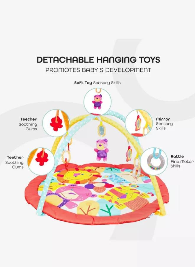 Moon Perky Baby Playmat and Activity Gym for Newborn Baby & Infant 5 Hanging Sensory Toys Visual, Hearing, Touch, Cognitive Early Development Playmat. Suitable from 0m+ 80cm - Animals 85x50X85cm  - Image 3