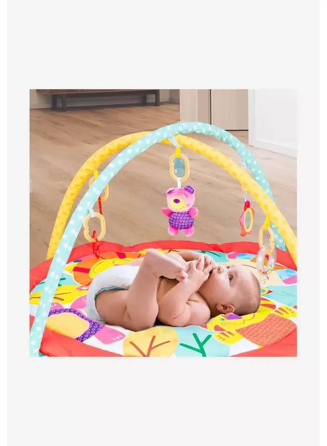Moon Perky Baby Playmat and Activity Gym for Newborn Baby & Infant 5 Hanging Sensory Toys Visual, Hearing, Touch, Cognitive Early Development Playmat. Suitable from 0m+ 80cm - Animals 85x50X85cm  - Image 4