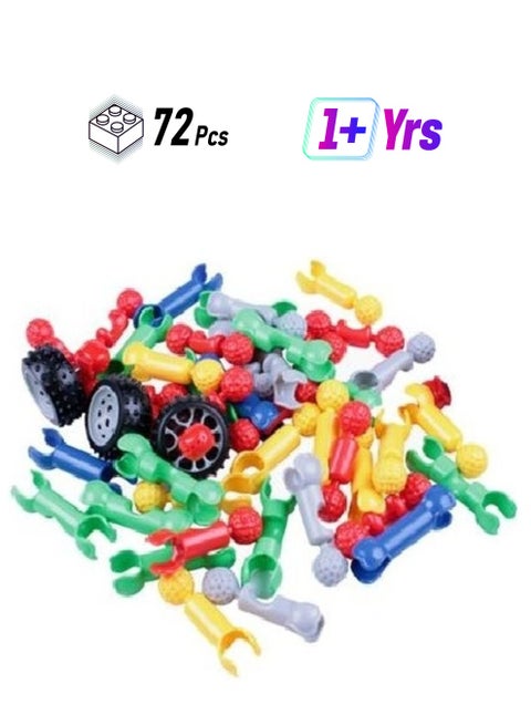 HINL00270 72-Piece DIY Plastic Puzzle Building Blocks 72 1+ Years