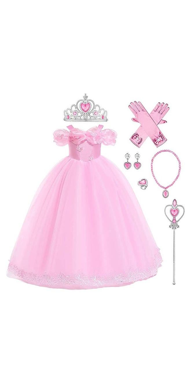XiuWoo Off Shoulder Long Princess Costume for Girl With Accessories 140cm - Image 1