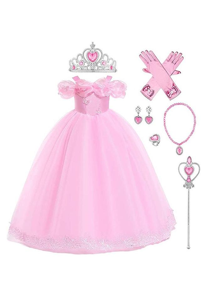 XiuWoo Off Shoulder Long Princess Costume for Girl With Accessories 140cm - Image 1