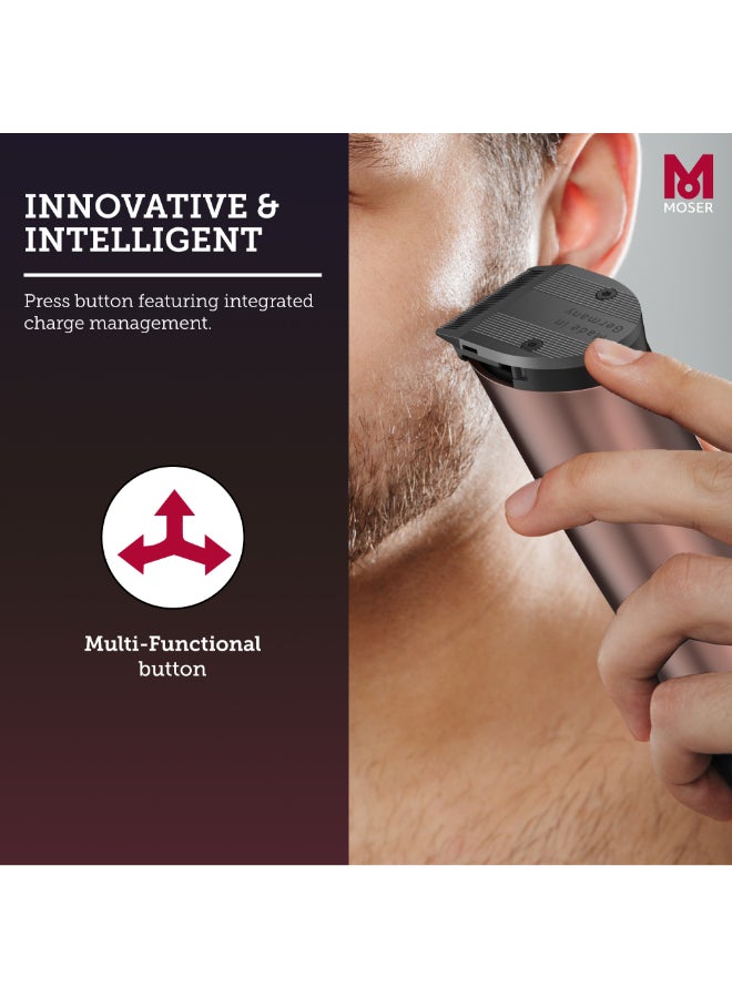 MOSER Li+Pro2 Mini Professional Cordless Hair Trimmer For Men (Made In Germany) | 120-Min Run Time With 3-Speed Levels | Carbon-Coated Diamond Blade | Quick Charge (1588-0150) Brown - Image 5
