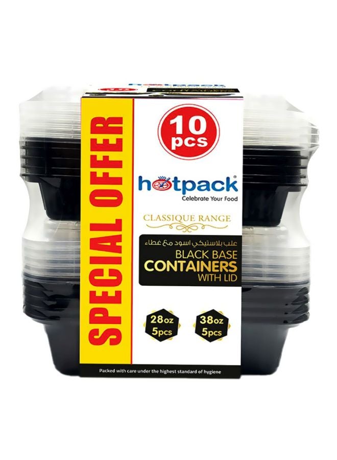 هوت باك مجموعة علب طعام مع الأغطية سعتَيْ 28 أوقية و38 أوقية، من 10 قطع أسود/شفاف 28,38 - Image 1