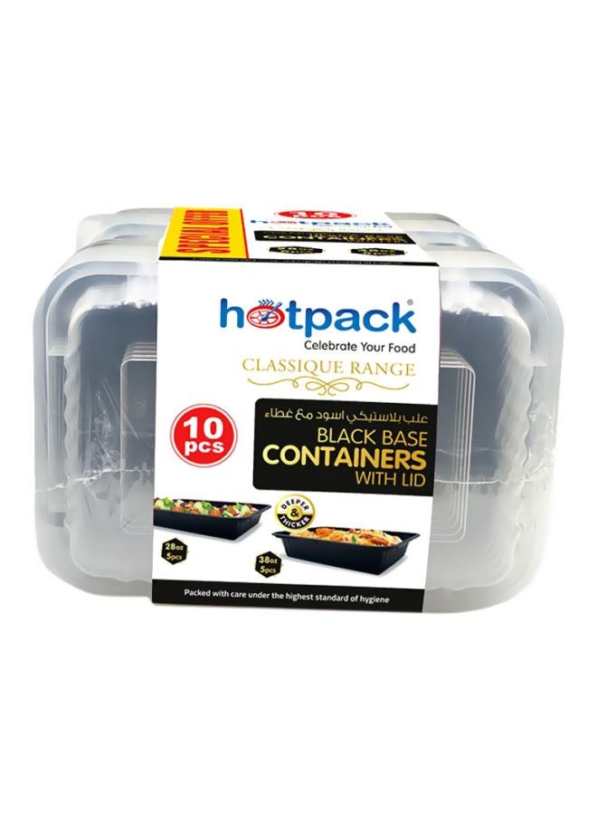 هوت باك مجموعة علب طعام مع الأغطية سعتَيْ 28 أوقية و38 أوقية، من 10 قطع أسود/شفاف 28,38 - Image 2