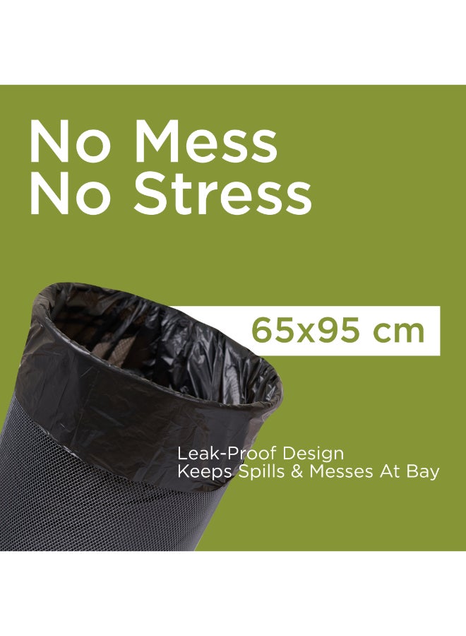 Hotpack - 20-Piece x 3 Heavy Duty Garbage Bag Roll 30 Gallon Black 65x95cm - Image 1