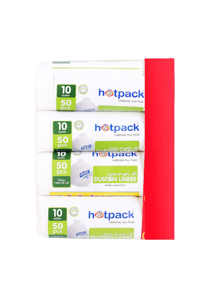 هوت باك مجموعة من 4 أكياس قمامة شديدة التحمل مكونة من 50 قطعة باللون الأبيض مقاس 45 × 55 سم سعة 10 جالون