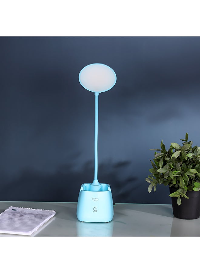 Krypton Rechargeable LED Reading Lamp | Table Light with Lithium Battery |  Dual Configuration, Warm and White Lights, Perfect for Studying, Working, Travelling, can be Used at Home and Office/ Light-Weight and Compact Design |  KNE5366N White/Blue