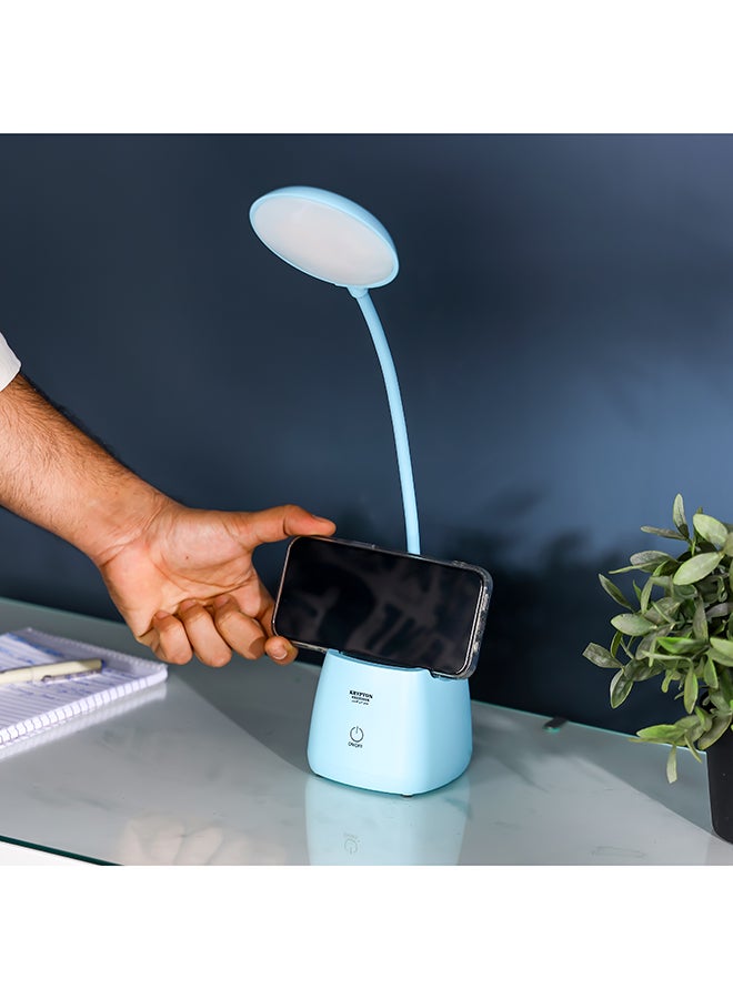 Krypton Rechargeable LED Reading Lamp | Table Light with Lithium Battery |  Dual Configuration, Warm and White Lights, Perfect for Studying, Working, Travelling, can be Used at Home and Office/ Light-Weight and Compact Design |  KNE5366N White/Blue