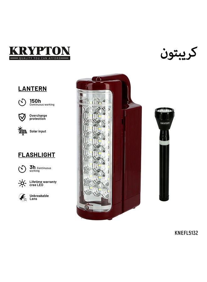 كريبتون - مصباح إضاءة LED قابل لإعادة الشحن مع مصباح يدوي مارون/الأسود 60x30x20سم - Image 1