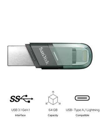 فلاش درايف آي إكسباند بتصميم قلاب مع وصلة USB Type A ووصلة Lightning 64 GB - pnsku/N45314233A/45/_/1736517409/f5870173-6abe-4113-b6ae-aa7fb1ea9f12