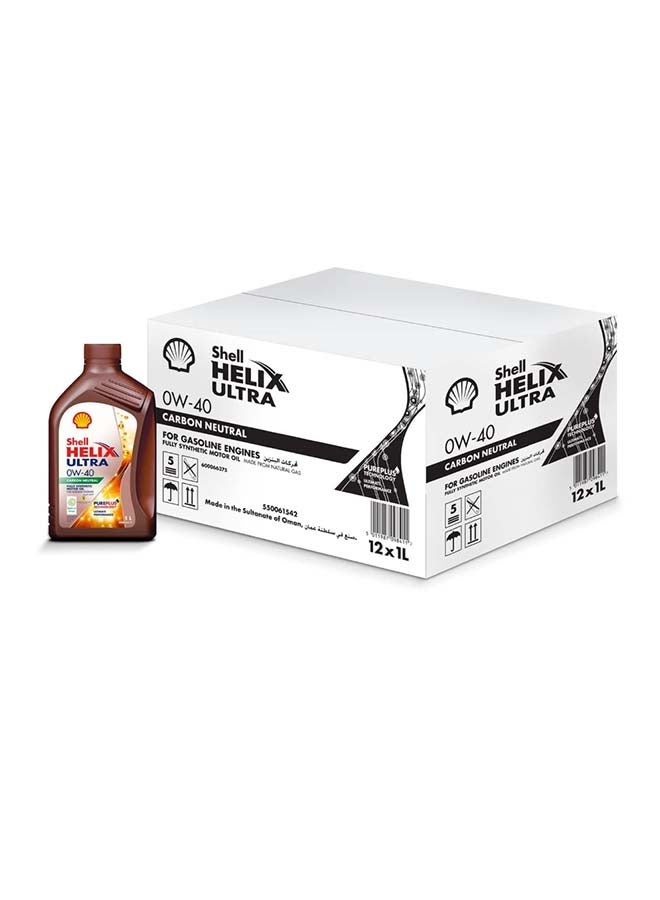 شل زيت محرك هيليكس ألترا 0W-40 اصطناعي بالكامل (كرتونة 12 × 1 لتر) - Image 1
