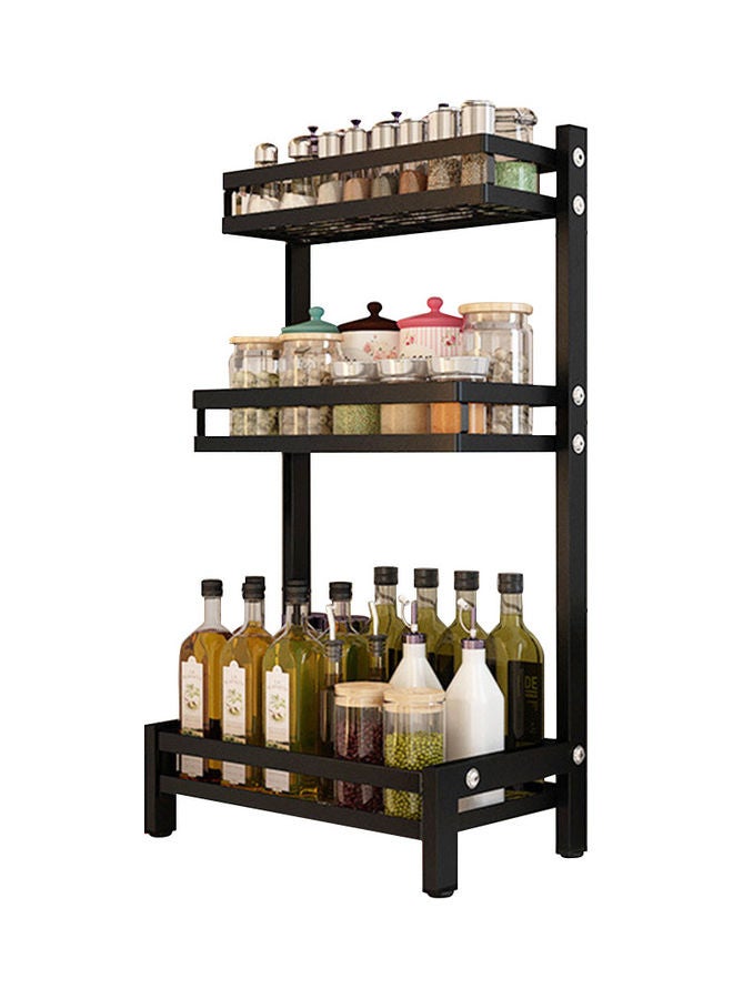 3 Layer Stainless Steel Spice Rack Organizer Black 61.5x21x10cm - Image 1