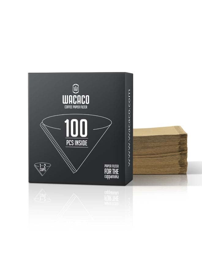 WACACO Coffee Paper Filter - Coffee Filters for Cuppamoka, Made with Natural Wood fibers - 100 packs Brown  - Image 3