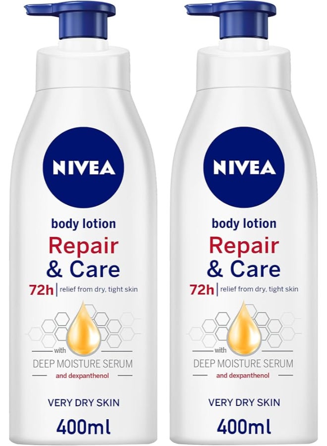 Nivea Repair And Care Body Lotion, Dexpanthenol, Very Dry Skin Multicolour 2x400ml 