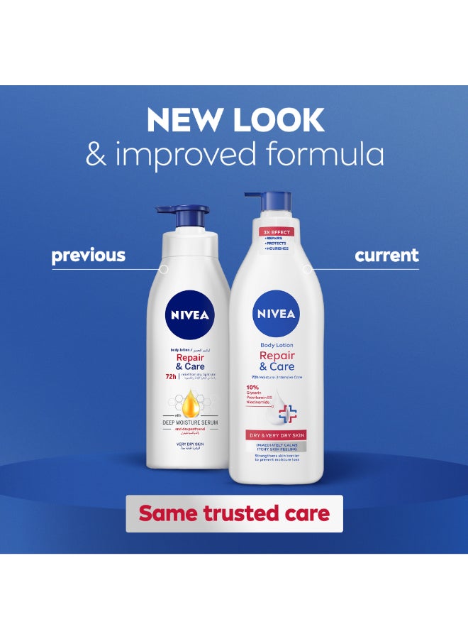 Nivea - Repair And Care Body Lotion, Dexpanthenol, Very Dry Skin Multicolour 2x400ml - Image 1