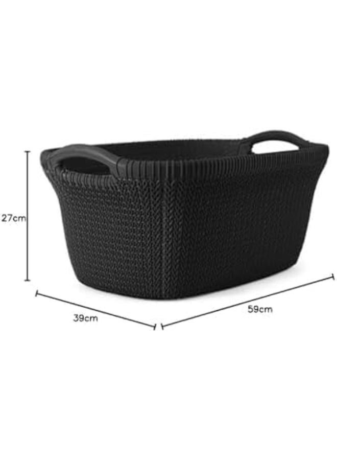 El Helal & Silver Star Laundry Basket Palm Oval Black - Image 2